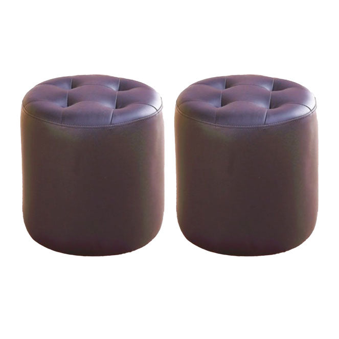 Tufted Ottoman Tear Resistant Faux Leather Contemporary Footstool Ottoman