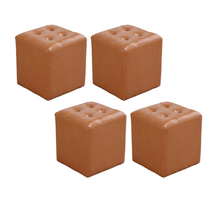 Tufted Ottoman Tear Resistant Faux Leather Contemporary Footstool Ottoman