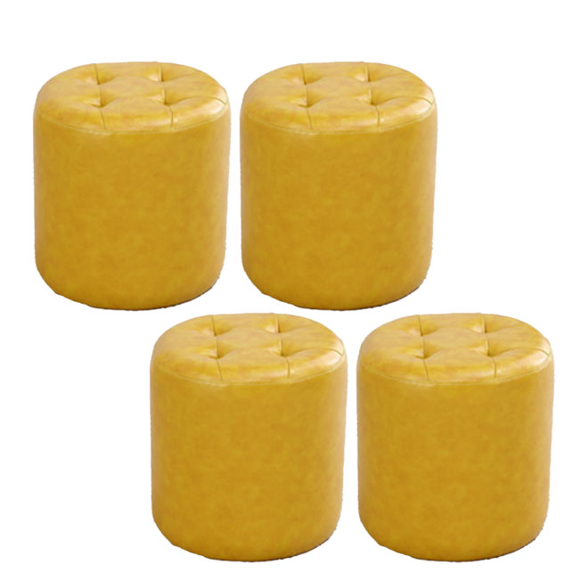 Tufted Ottoman Tear Resistant Faux Leather Contemporary Footstool Ottoman