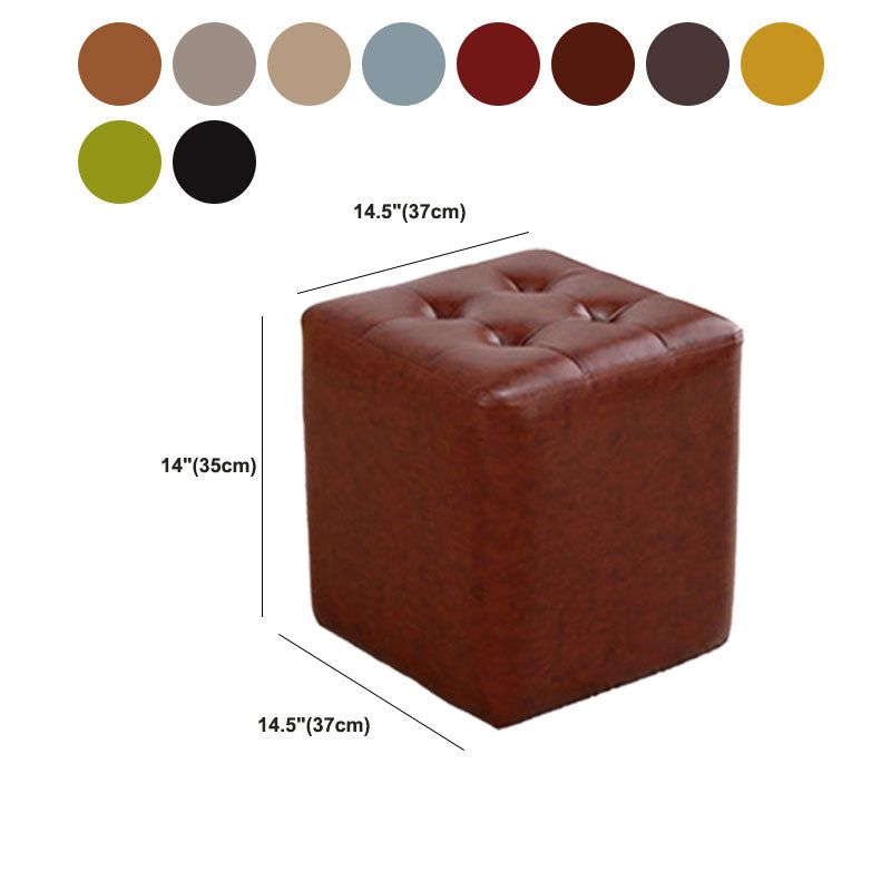 Tufted Ottoman Tear Resistant Faux Leather Contemporary Footstool Ottoman