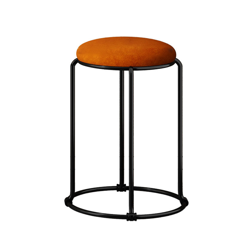 Modern Ottoman Velvet Upholstered Tear Resistant Round Ottoman with Chair Legs