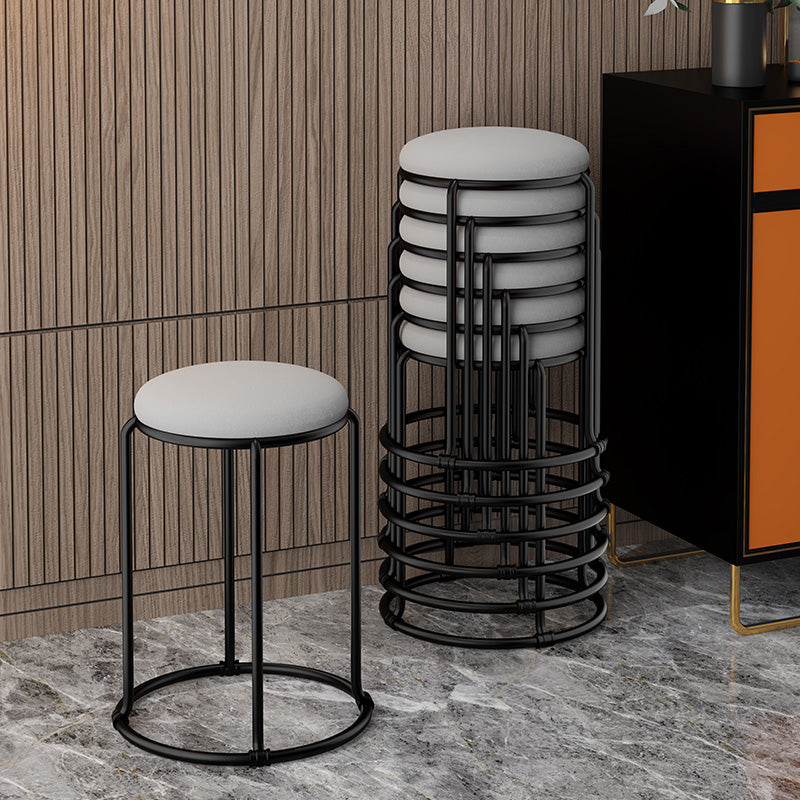 Modern Ottoman Velvet Upholstered Tear Resistant Round Ottoman with Chair Legs