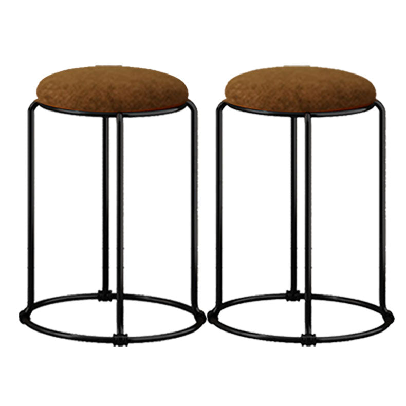 Modern Ottoman Velvet Upholstered Tear Resistant Round Ottoman with Chair Legs