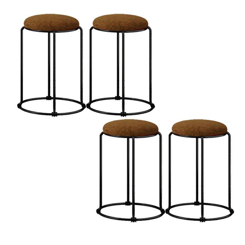 Modern Ottoman Velvet Upholstered Tear Resistant Round Ottoman with Chair Legs