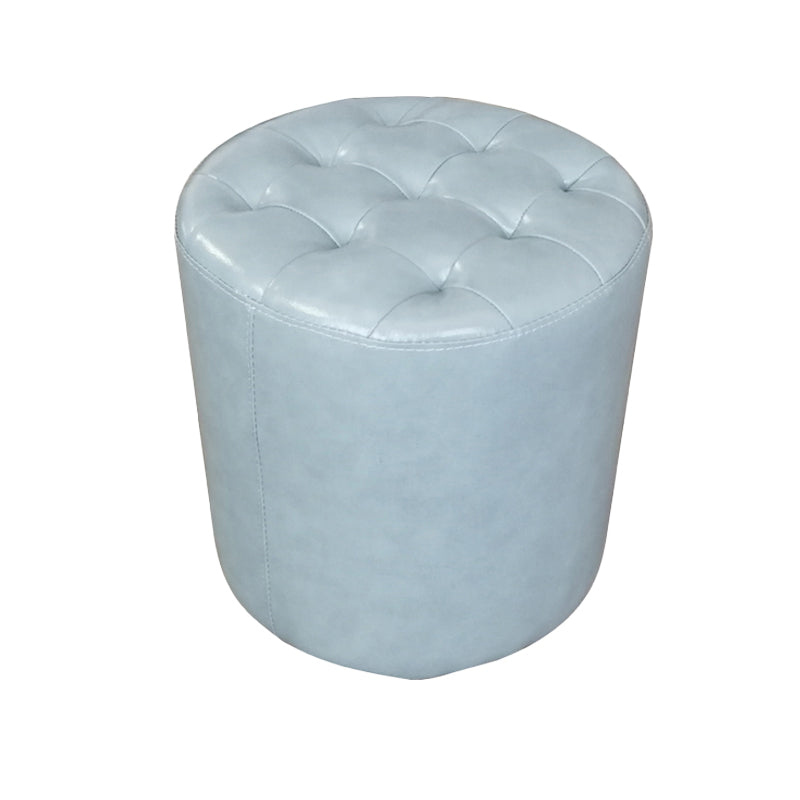 Modern Plain Ottoman Water Resistant Genuine Leather Tufted Pouf Ottoman