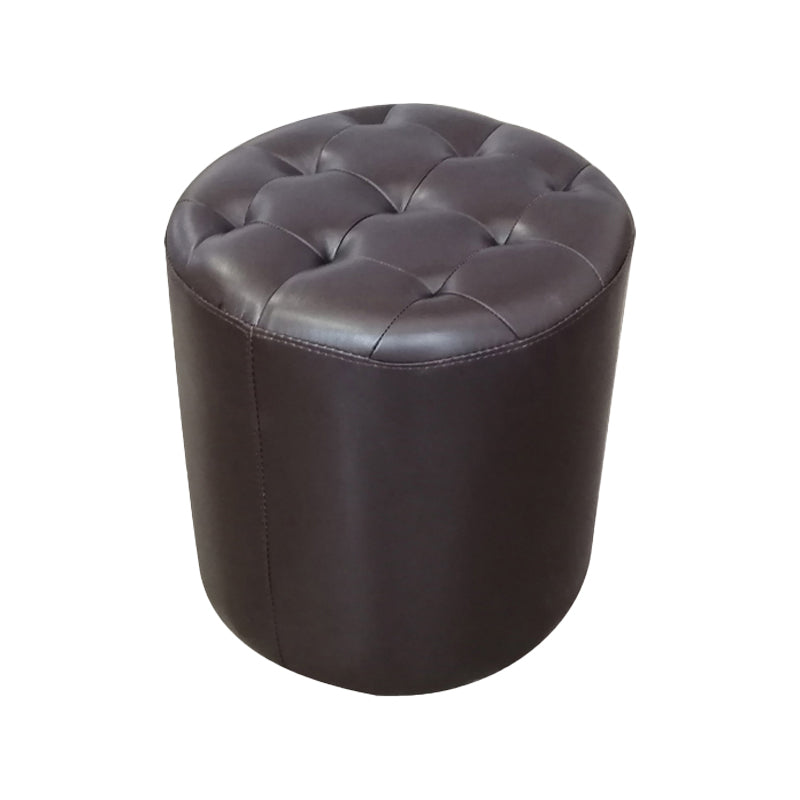 Modern Plain Ottoman Water Resistant Genuine Leather Tufted Pouf Ottoman