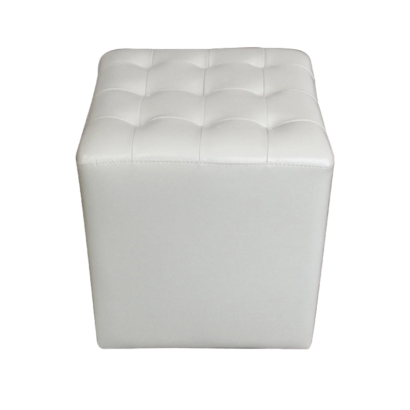 Modern Plain Ottoman Water Resistant Genuine Leather Tufted Pouf Ottoman