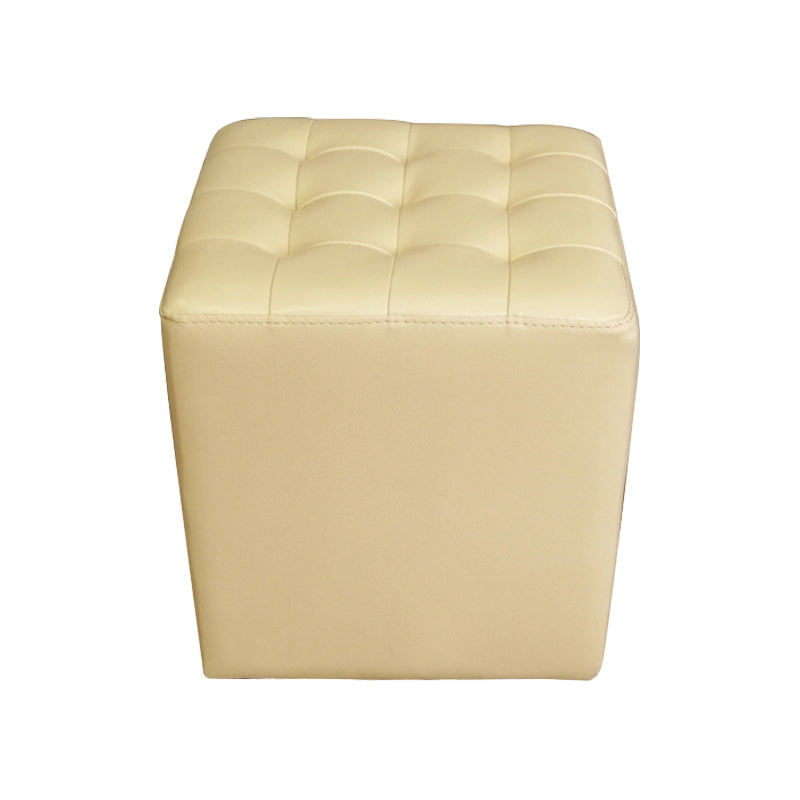 Modern Plain Ottoman Water Resistant Genuine Leather Tufted Pouf Ottoman