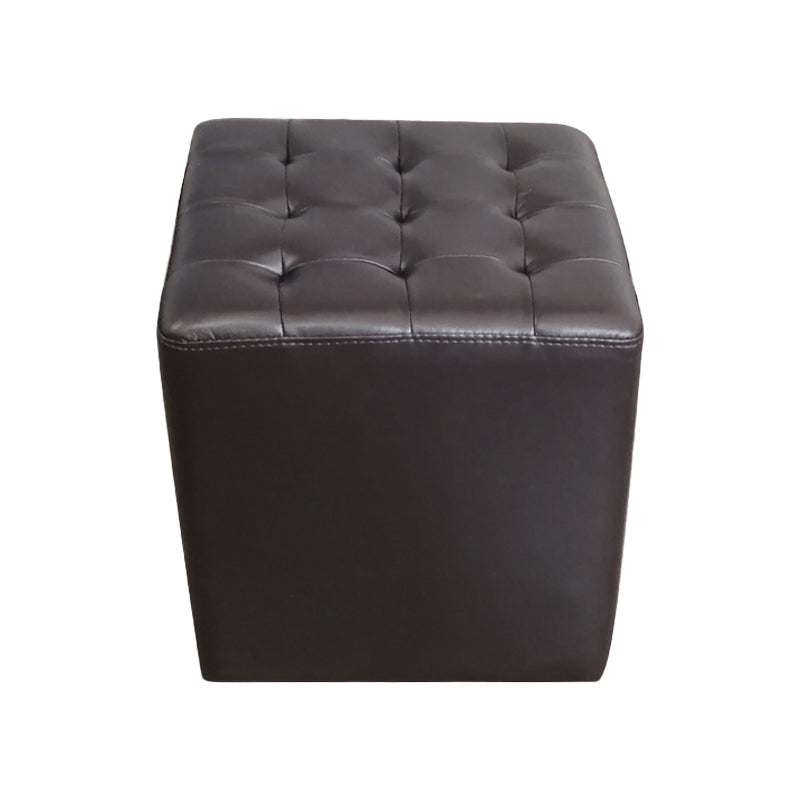 Modern Plain Ottoman Water Resistant Genuine Leather Tufted Pouf Ottoman