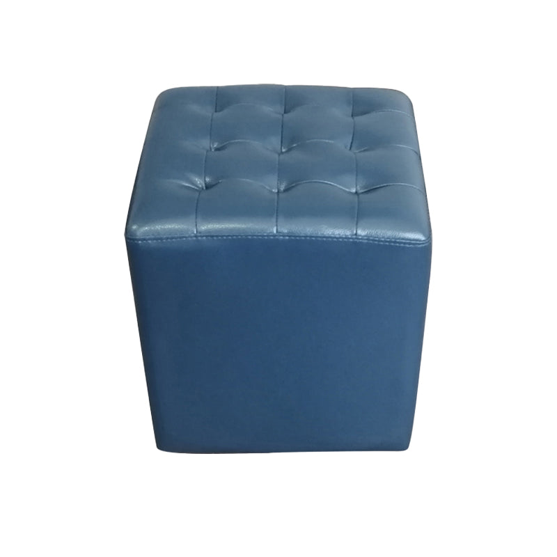 Modern Plain Ottoman Water Resistant Genuine Leather Tufted Pouf Ottoman