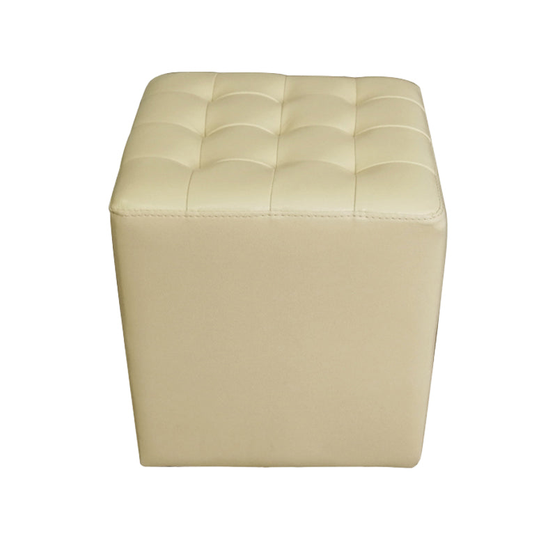 Modern Plain Ottoman Water Resistant Genuine Leather Tufted Pouf Ottoman