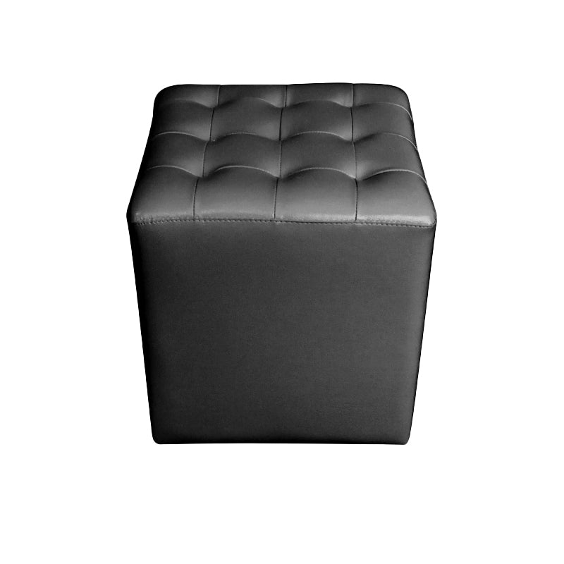 Modern Plain Ottoman Water Resistant Genuine Leather Tufted Pouf Ottoman