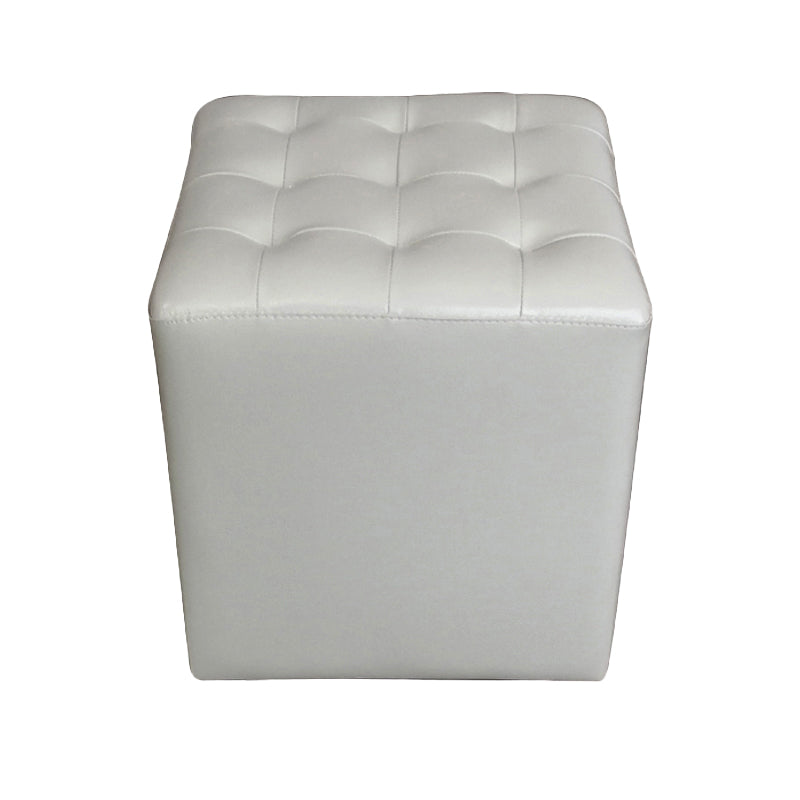 Modern Plain Ottoman Water Resistant Genuine Leather Tufted Pouf Ottoman