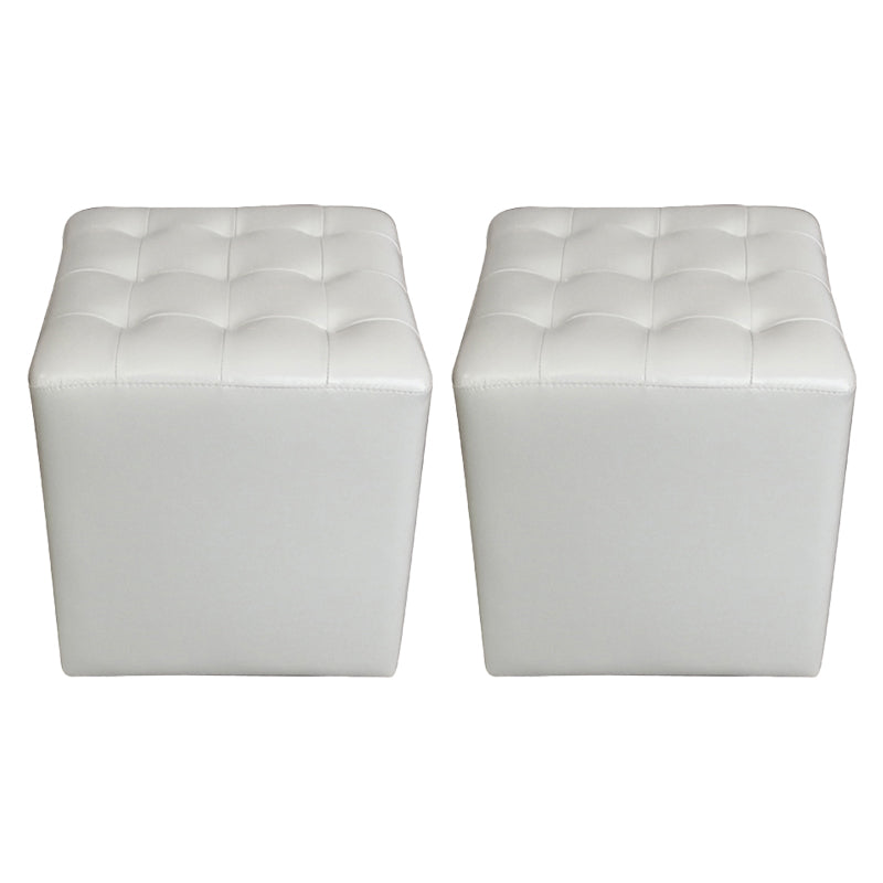 Modern Plain Ottoman Water Resistant Genuine Leather Tufted Pouf Ottoman