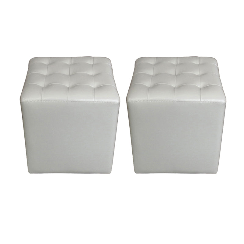 Modern Plain Ottoman Water Resistant Genuine Leather Tufted Pouf Ottoman