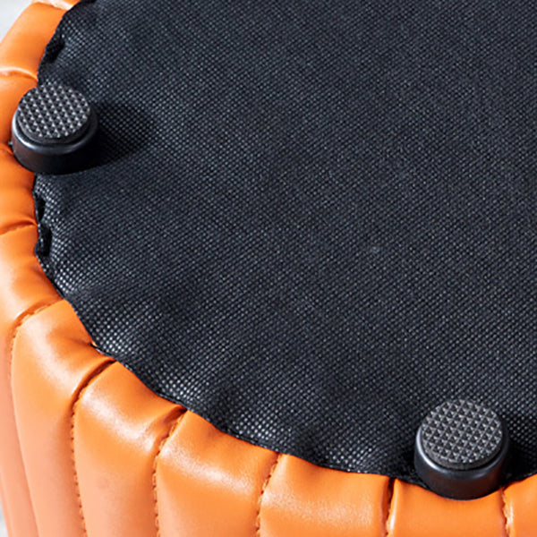 Modern Orange Pouf Water Resistant Round Pure Color Leather Pouf
