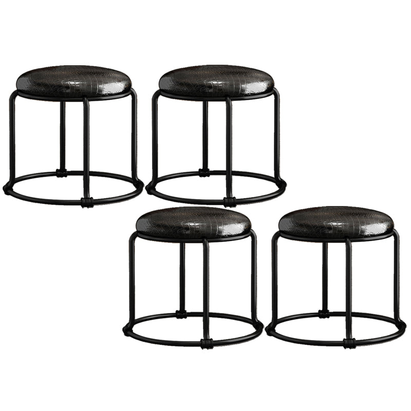 Contemporary Ottoman Fabric Upholstered Solid Color Round Ottoman