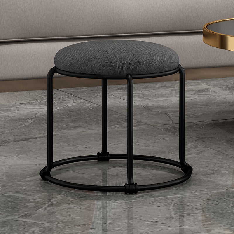 Contemporary Ottoman Fabric Upholstered Solid Color Round Ottoman