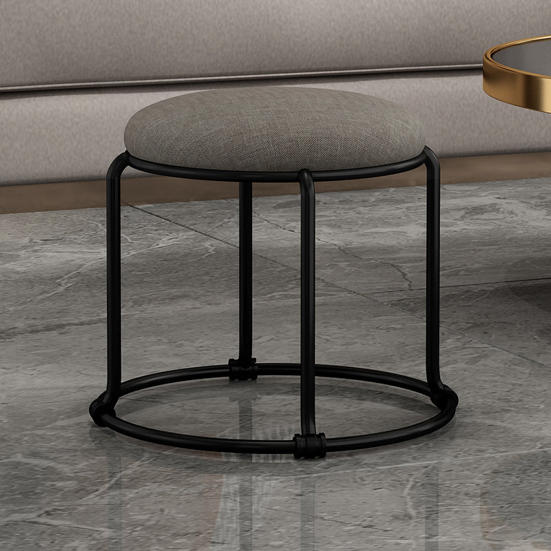 Contemporary Ottoman Fabric Upholstered Solid Color Round Ottoman