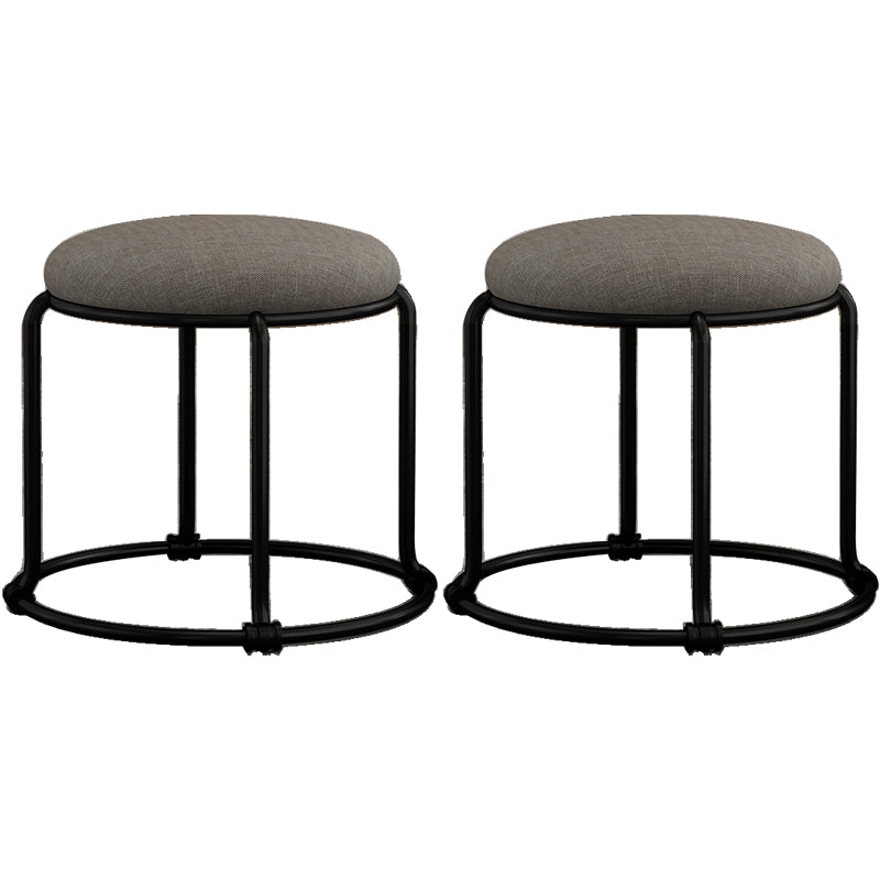 Contemporary Ottoman Fabric Upholstered Solid Color Round Ottoman