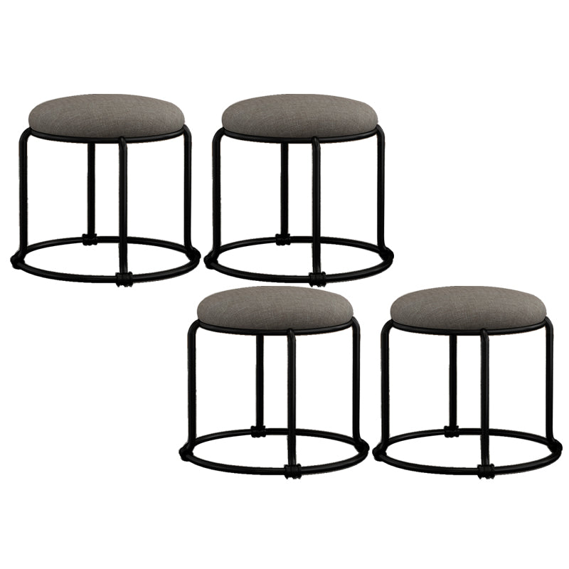 Contemporary Ottoman Fabric Upholstered Solid Color Round Ottoman