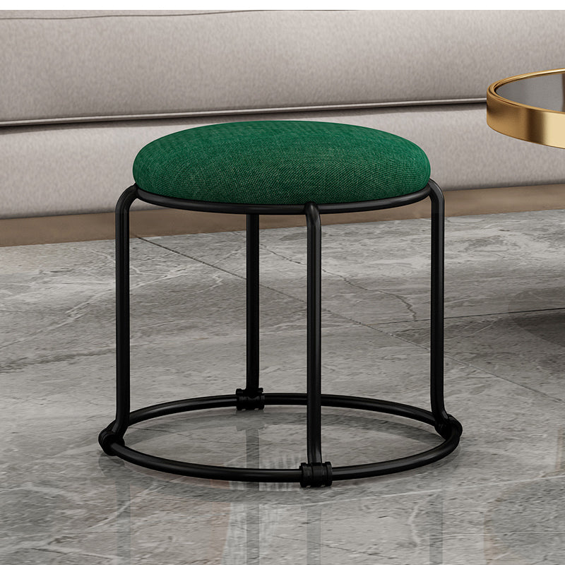 Contemporary Ottoman Fabric Upholstered Solid Color Round Ottoman