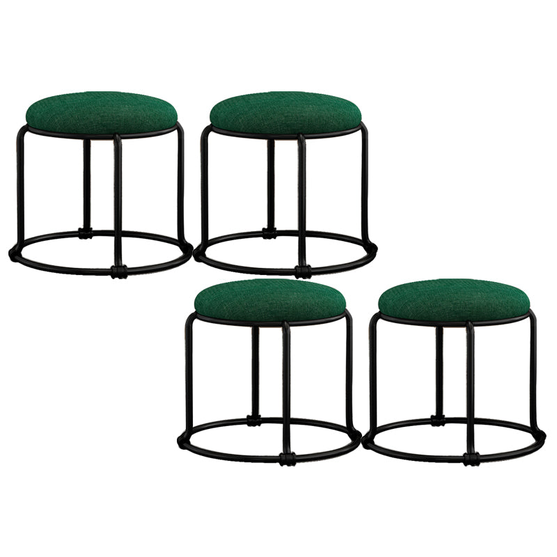 Contemporary Ottoman Fabric Upholstered Solid Color Round Ottoman