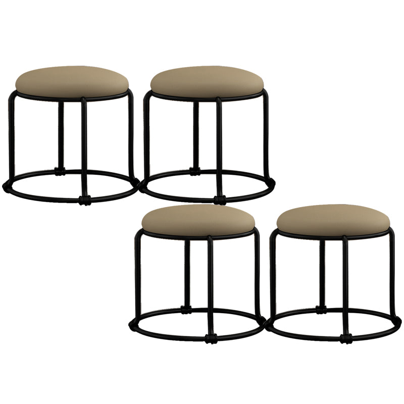 Contemporary Ottoman Fabric Upholstered Solid Color Round Ottoman