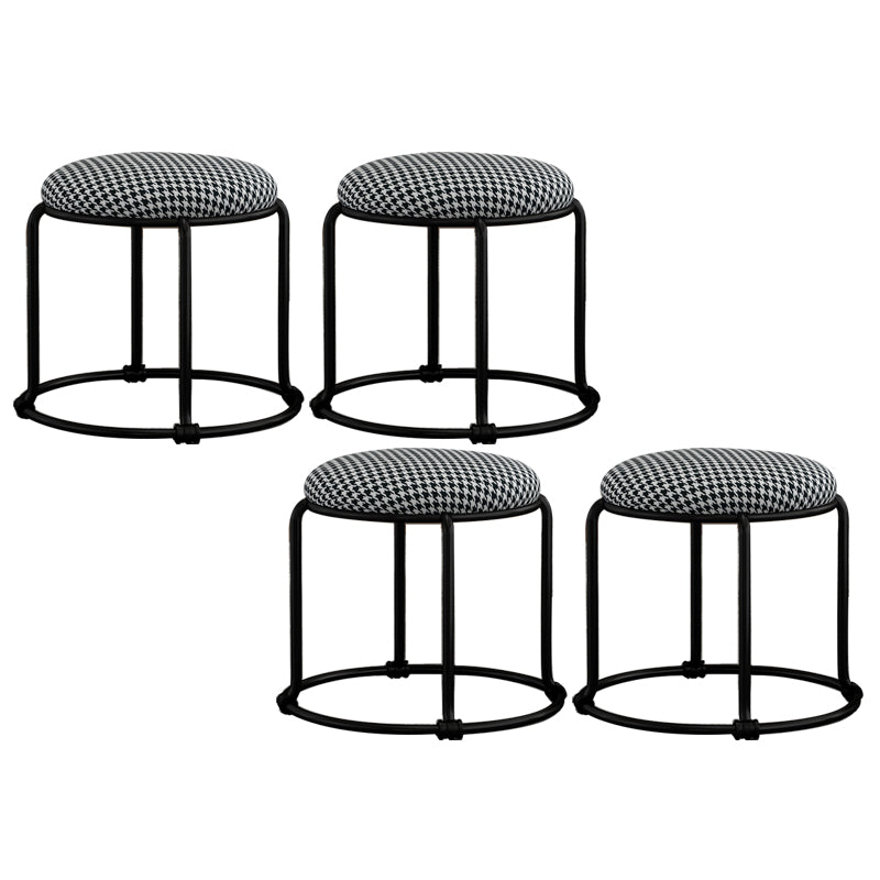 Contemporary Ottoman Fabric Upholstered Solid Color Round Ottoman