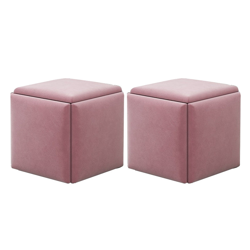 Modern Velvet Target Pouf Plain Square with Storage Stain Resistant Storage Ottoman