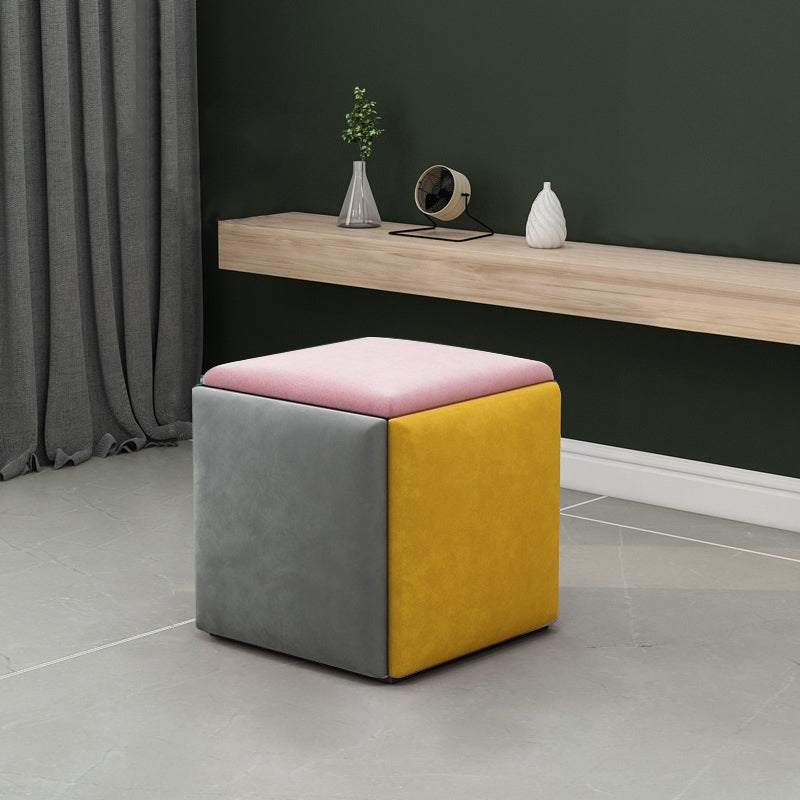 Modern Velvet Target Pouf Plain Square with Storage Stain Resistant Storage Ottoman