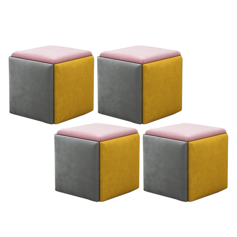 Modern Velvet Target Pouf Plain Square with Storage Stain Resistant Storage Ottoman