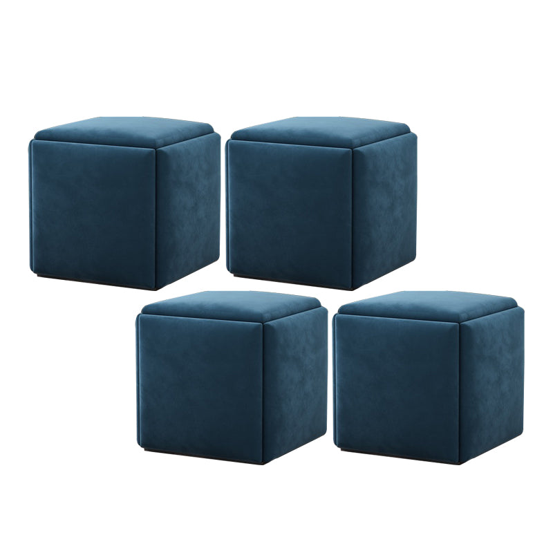 Modern Velvet Target Pouf Plain Square with Storage Stain Resistant Storage Ottoman