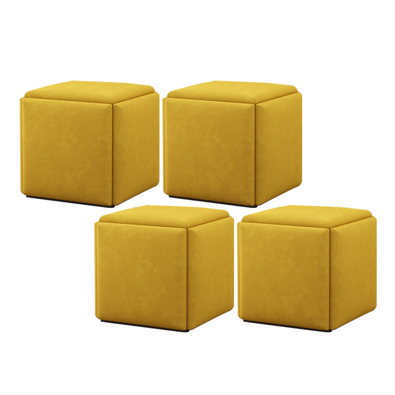 Modern Velvet Target Pouf Plain Square with Storage Stain Resistant Storage Ottoman