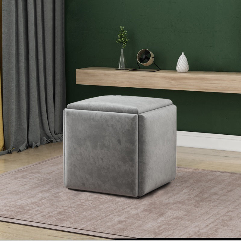 Modern Velvet Target Pouf Plain Square with Storage Stain Resistant Storage Ottoman