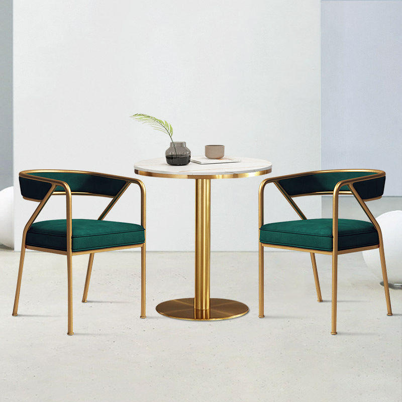 Glam Style Dining Chair Metal Open Back Dining Armchair for Indoor