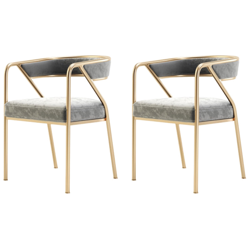 Glam Style Dining Chair Metal Open Back Dining Armchair for Indoor