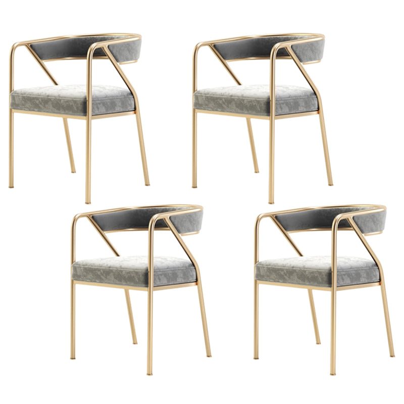 Glam Style Dining Chair Metal Open Back Dining Armchair for Indoor