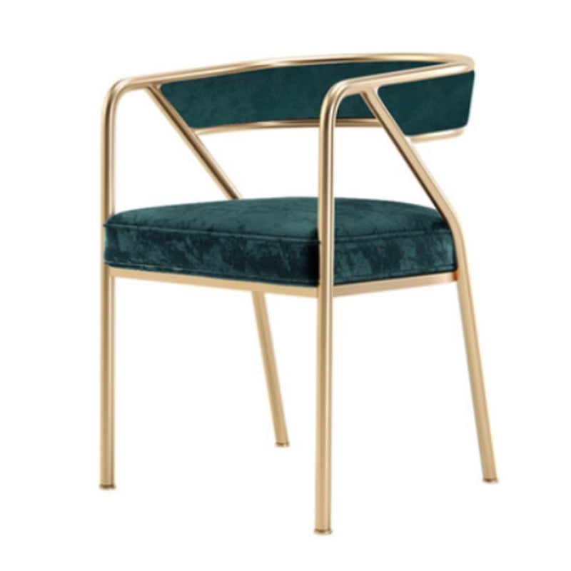 Glam Style Dining Chair Metal Open Back Dining Armchair for Indoor