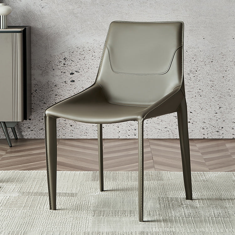Modern Solid Back Side Chair with Faux Leather Legs Indoor Upholstered Dining Chair