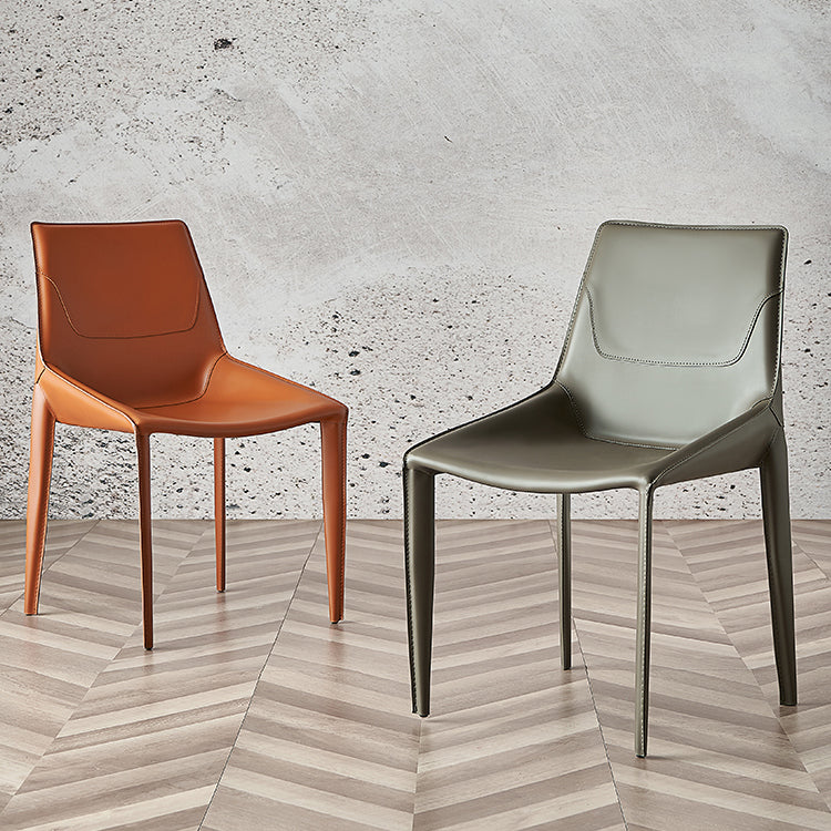 Modern Solid Back Side Chair with Faux Leather Legs Indoor Upholstered Dining Chair