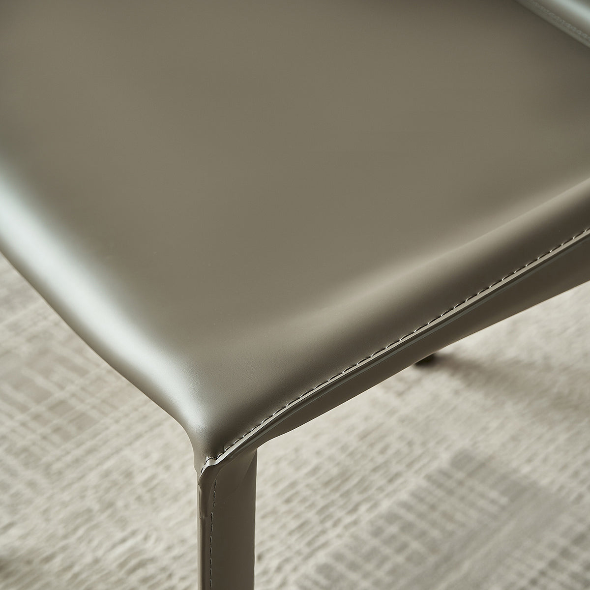 Modern Solid Back Side Chair with Faux Leather Legs Indoor Upholstered Dining Chair