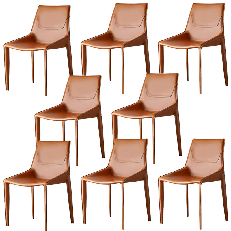 Modern Solid Back Side Chair with Faux Leather Legs Indoor Upholstered Dining Chair