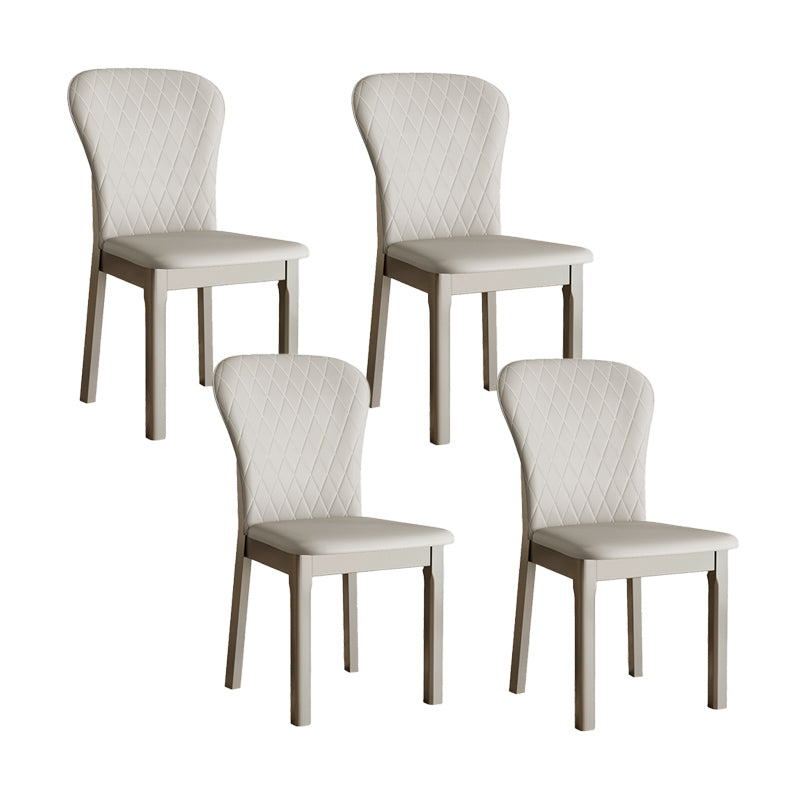 Rubberwood Modern Dining Chair Faux Leather Solid Back Side Chair