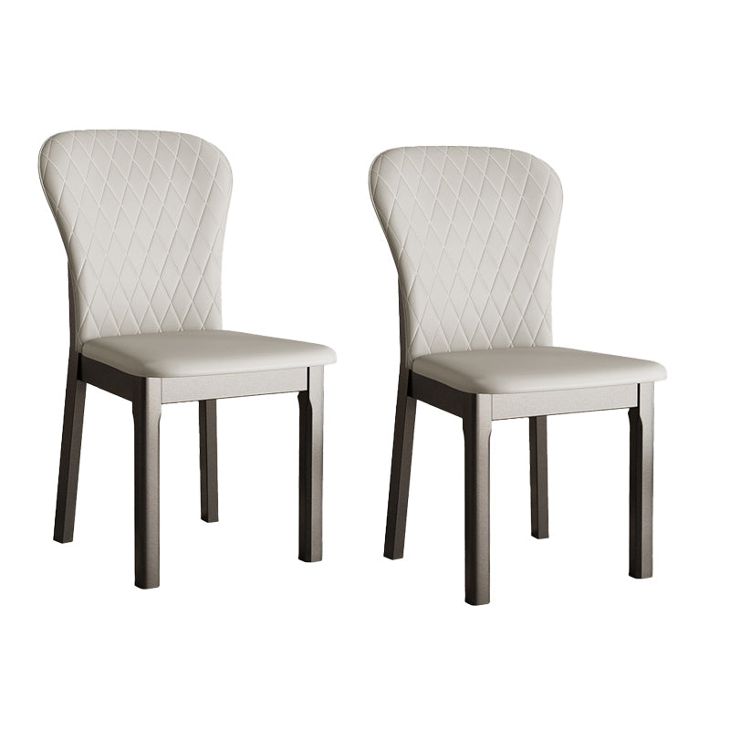 Rubberwood Modern Dining Chair Faux Leather Solid Back Side Chair