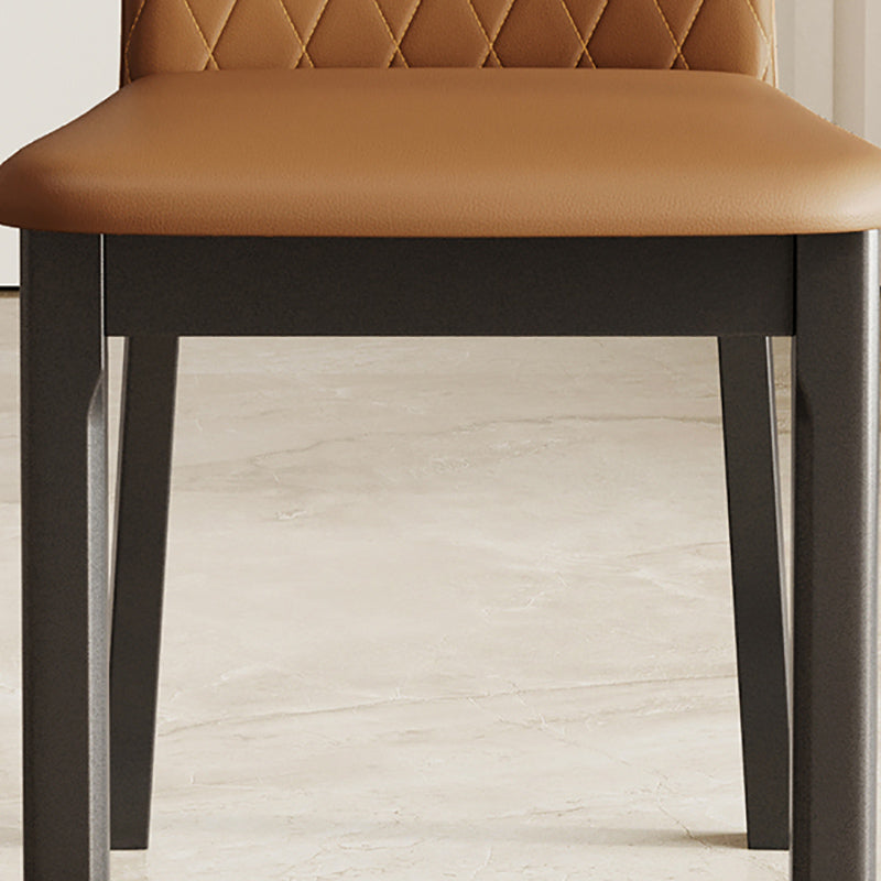 Rubberwood Modern Dining Chair Faux Leather Solid Back Side Chair