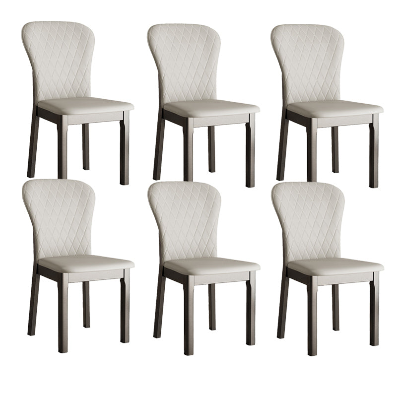 Rubberwood Modern Dining Chair Faux Leather Solid Back Side Chair