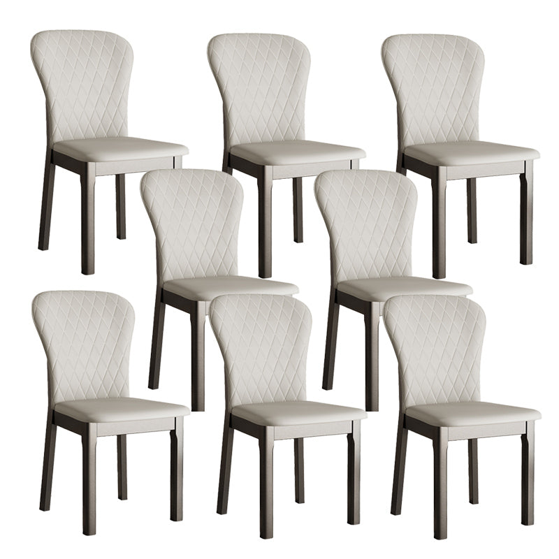 Rubberwood Modern Dining Chair Faux Leather Solid Back Side Chair