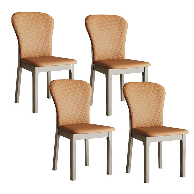 Rubberwood Modern Dining Chair Faux Leather Solid Back Side Chair