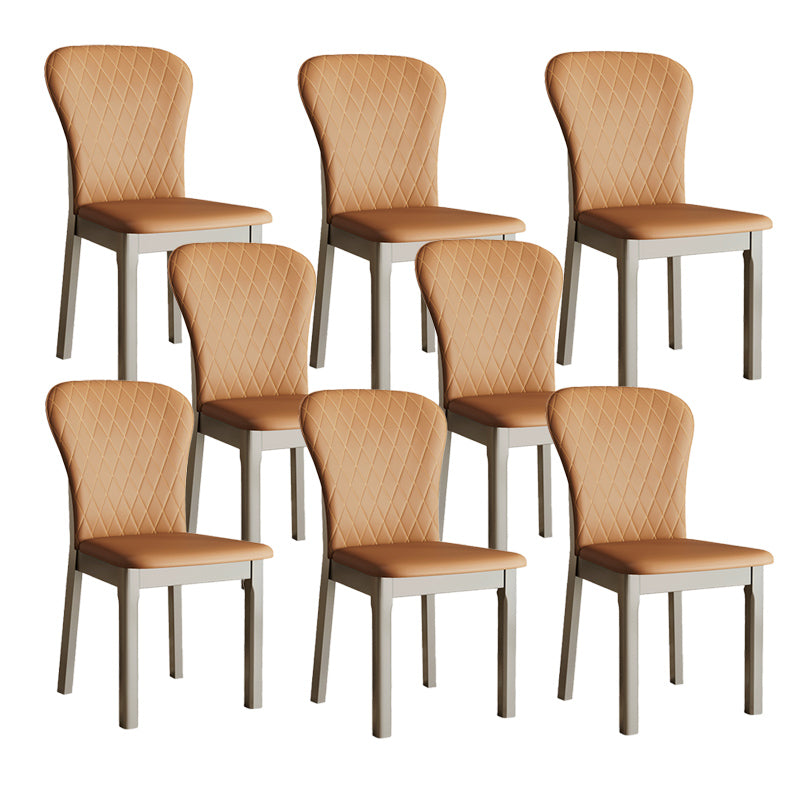 Rubberwood Modern Dining Chair Faux Leather Solid Back Side Chair